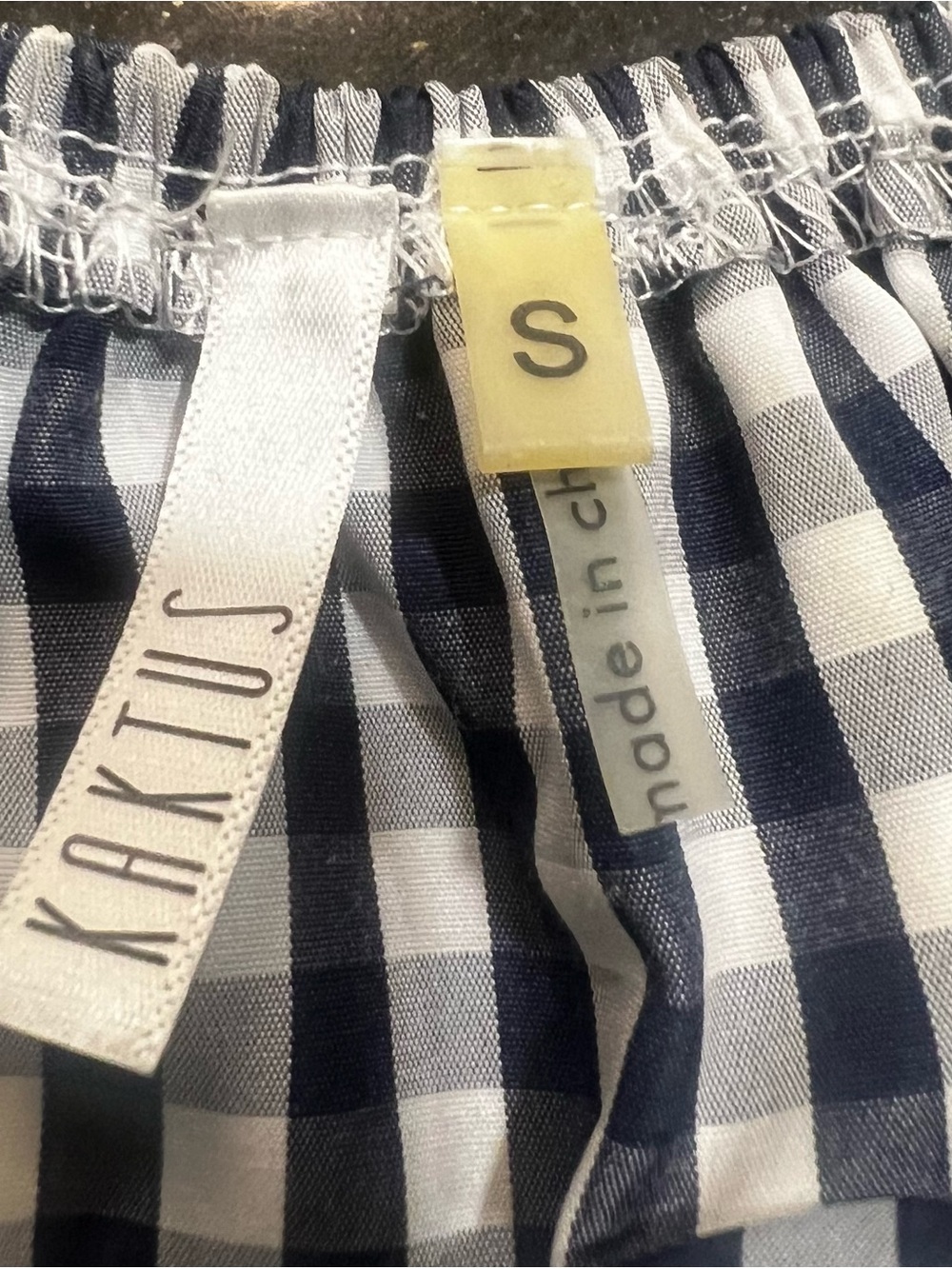 Kaktus Navy and White Gingham Off-Shoulder Ruffle Top - Picture 5 of 7